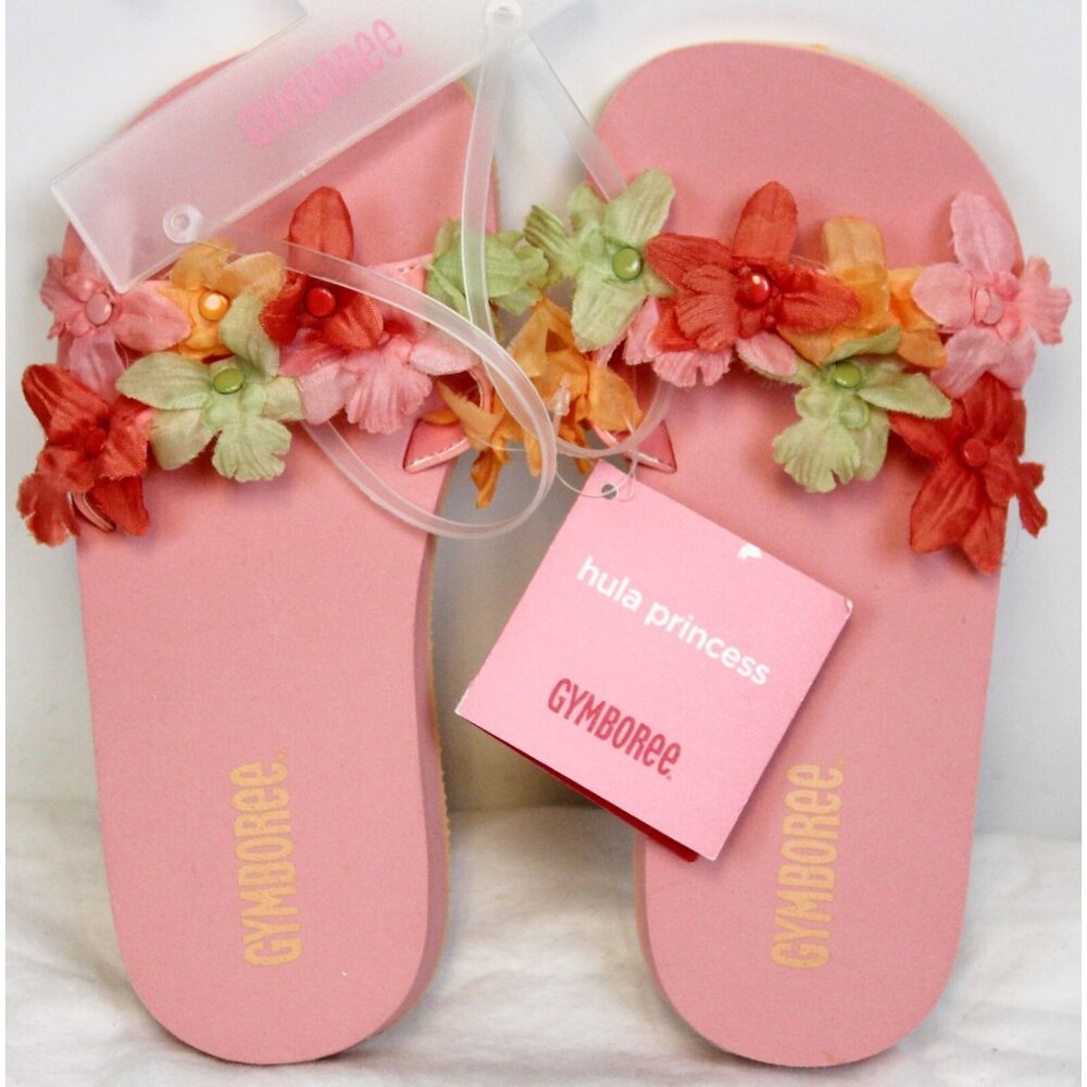 2005 Gymboree Hawaiian Holiday Aloha Wahine Floral Flip Flips sz 11 Tropical Lei